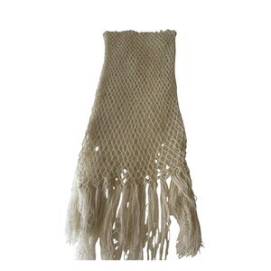 Handmade Greek  Crochet Shawl * Open Weave Wrap * Metallic* Fringe